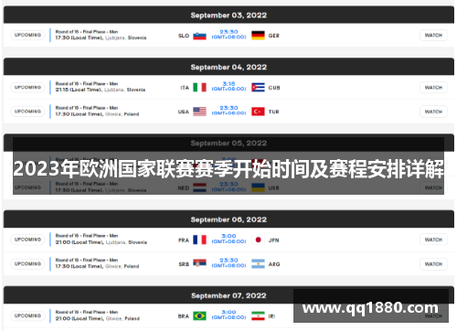 2023年欧洲国家联赛赛季开始时间及赛程安排详解 2023年欧洲国家联赛赛季开始时间及赛程安排详解